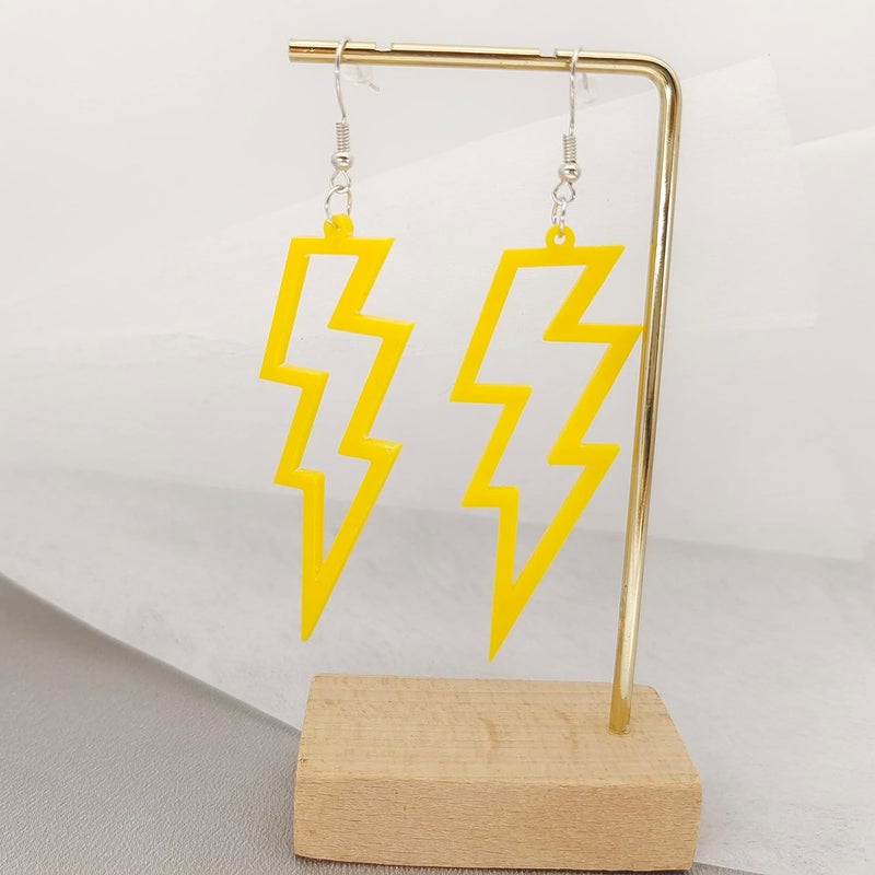 Modpide 80s Neon Earrings Hollow Lightning Bolt Halloween Punk Retro Earrings for Women 80's Party Accessories - Image 4